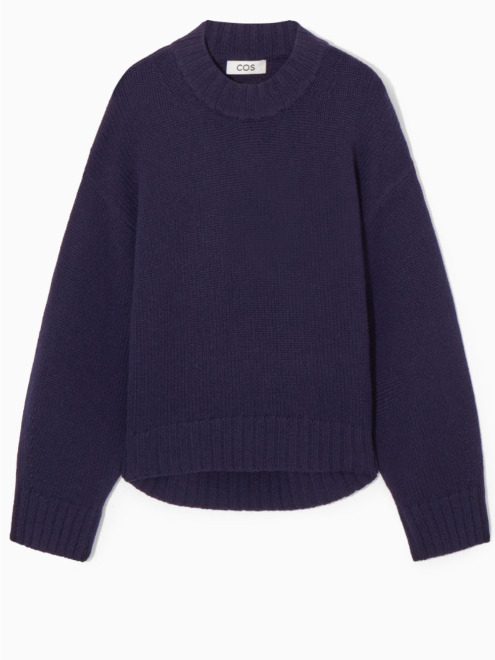 COS Deep Navy Ribbed Crewneck Sweater